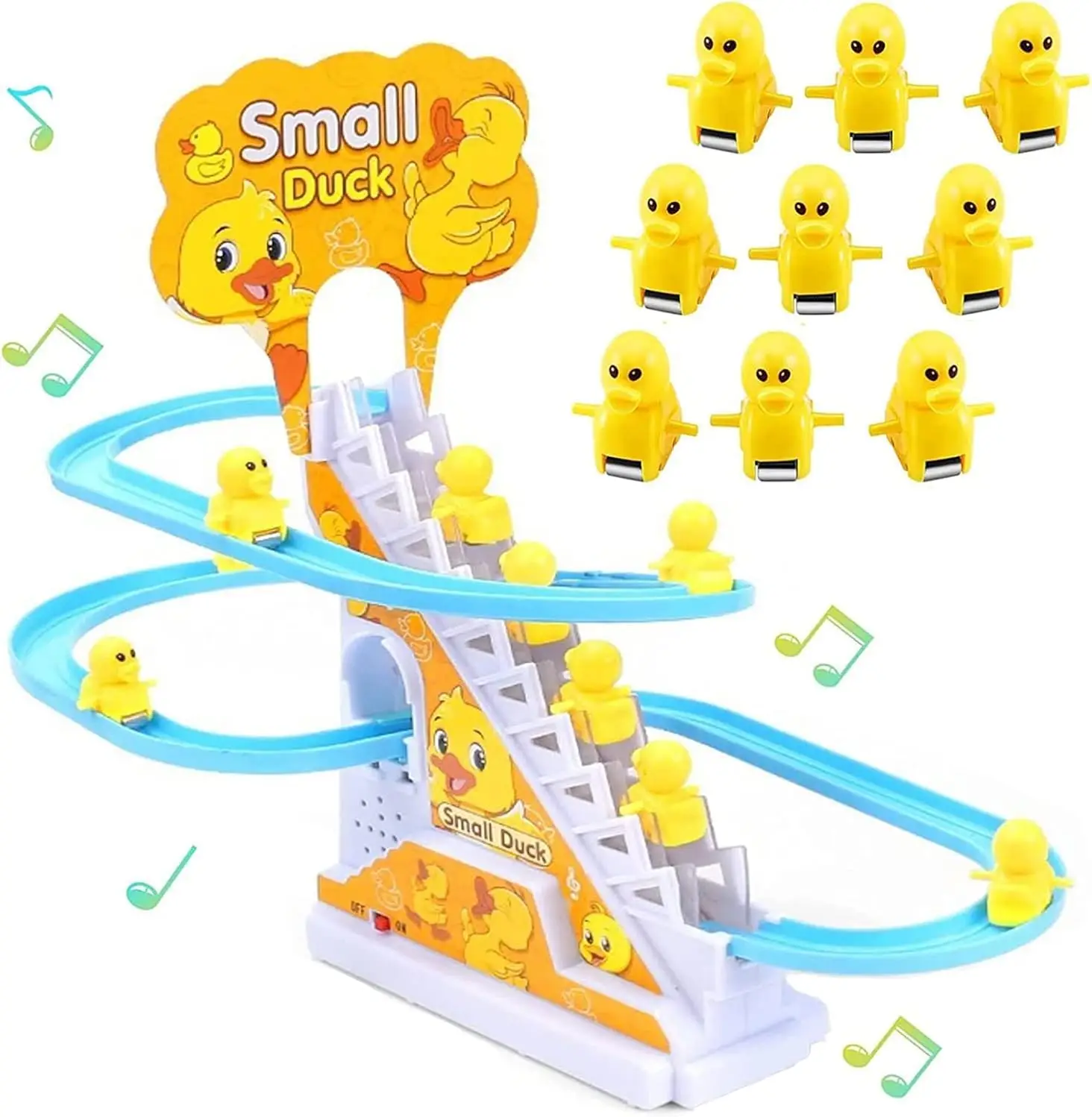 Ladder Toss Set - Elektrische Enten-Rennbahn mit Treppensteigfunktion, DIY-Rennstrecke, Achterbahn-Spielzeugset