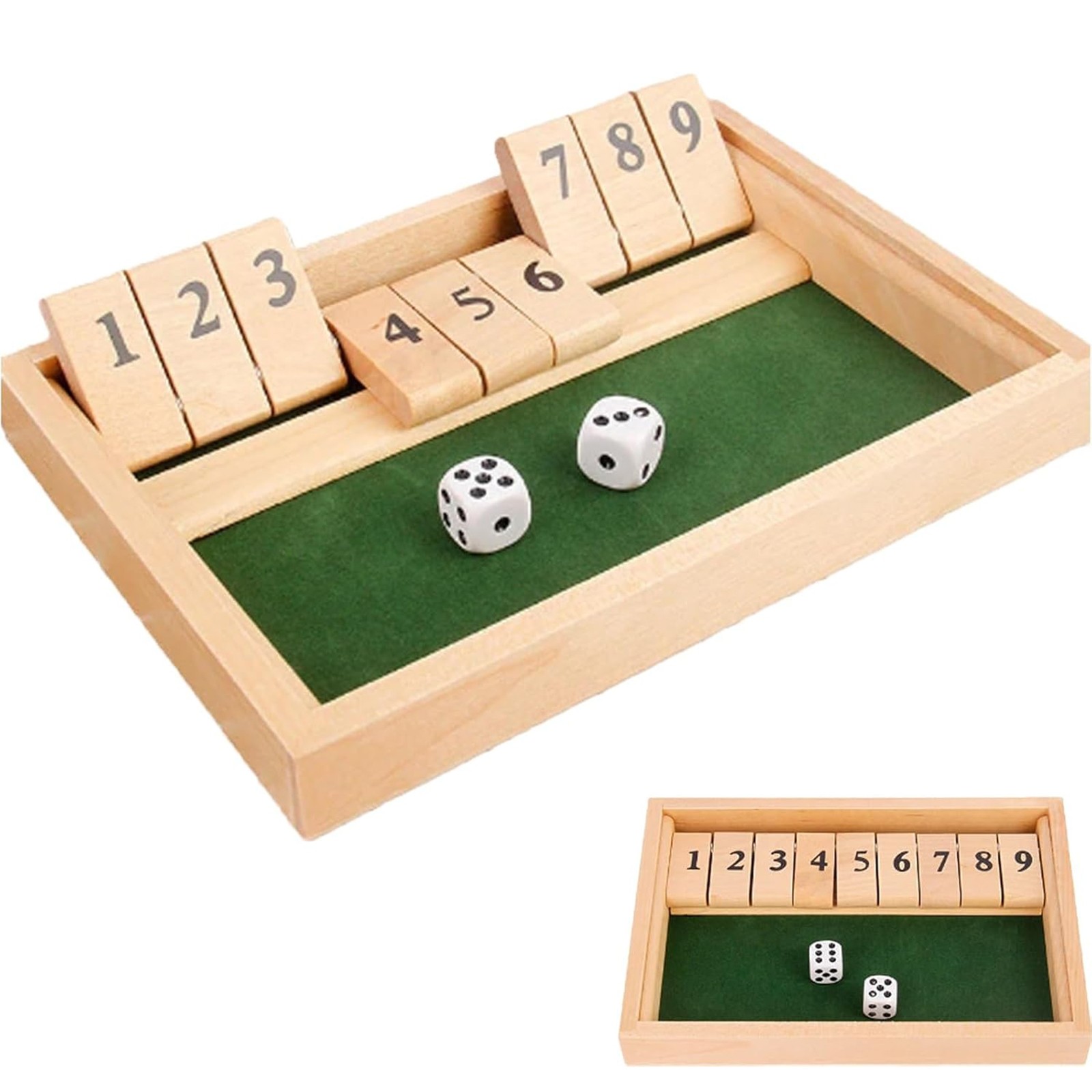 Party Games Adults Drinking - Deluxe vierseitiges 9-Zahlen-Brettspielset „Shut The Box“,
