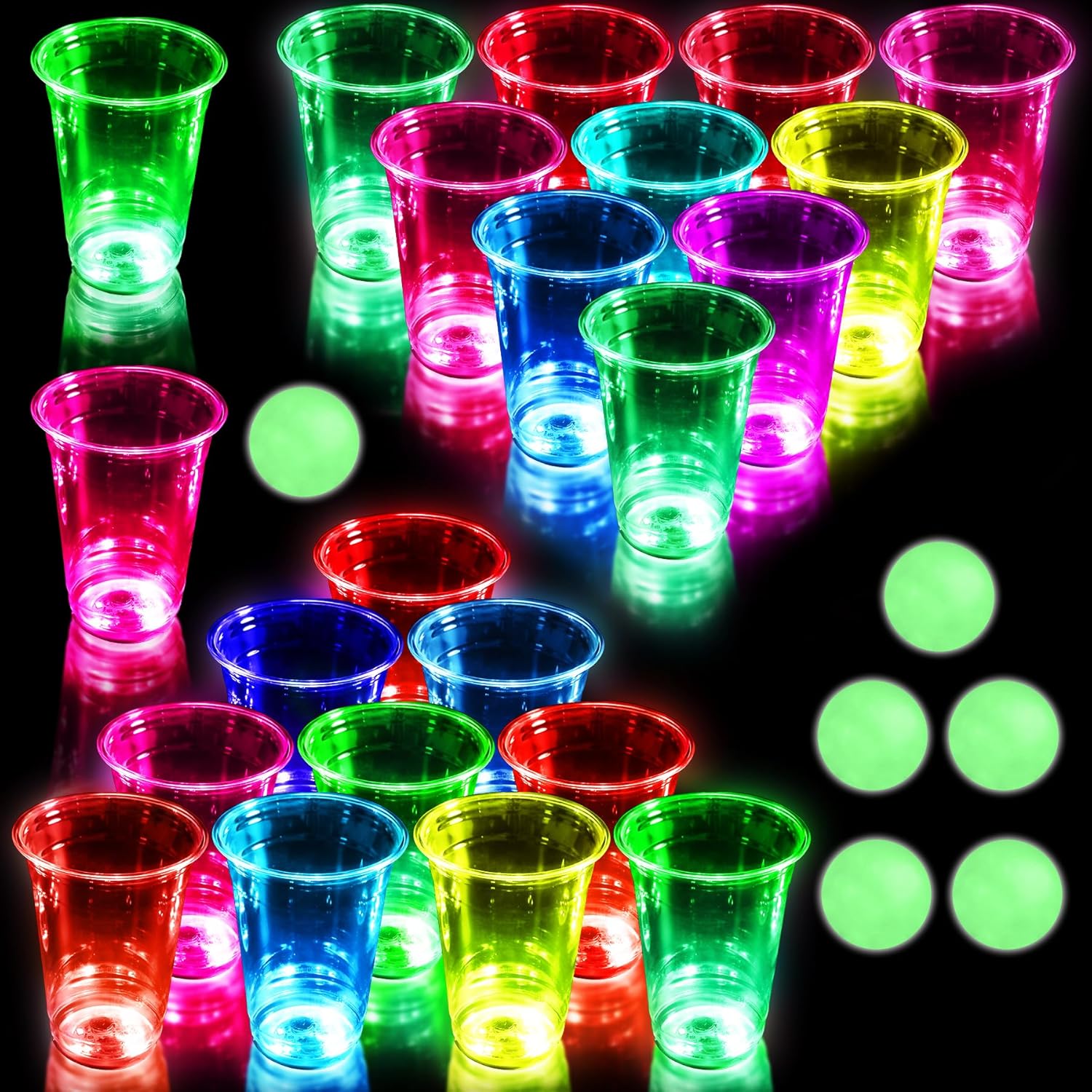 Party Games Jenga - Leuchtendes Party-Bier-Pong-Spiel, LED-Bier-Pong-Becher und im Dunkeln